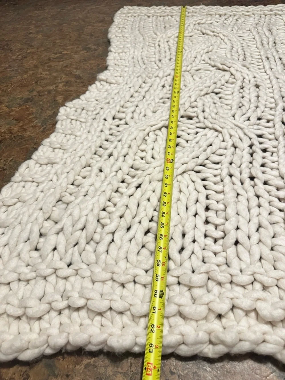 Ethan Allen Chunky Knit Throw Blanket in Ivory